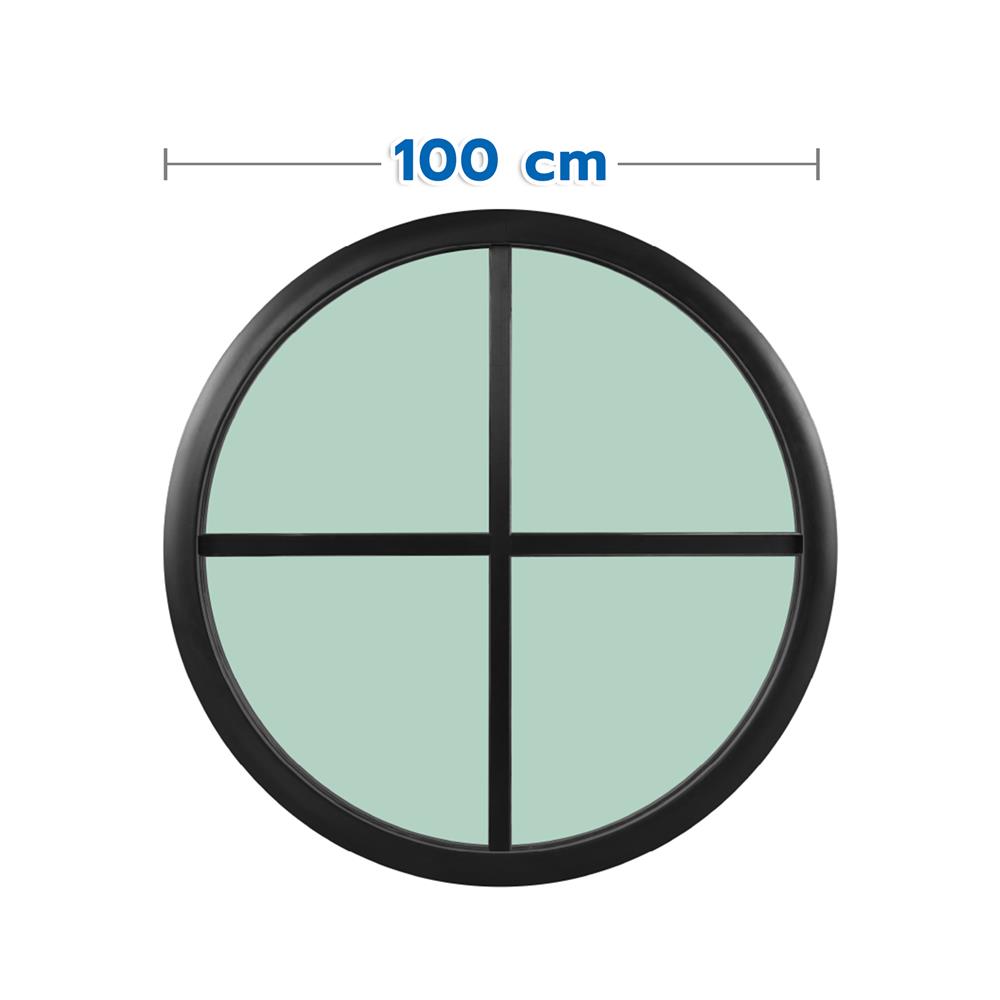 ช่องแสงหน้าต่างอะลูมิเนียม วงกลม KPA 4 ฟัก 100x100 ซม. สีดำ