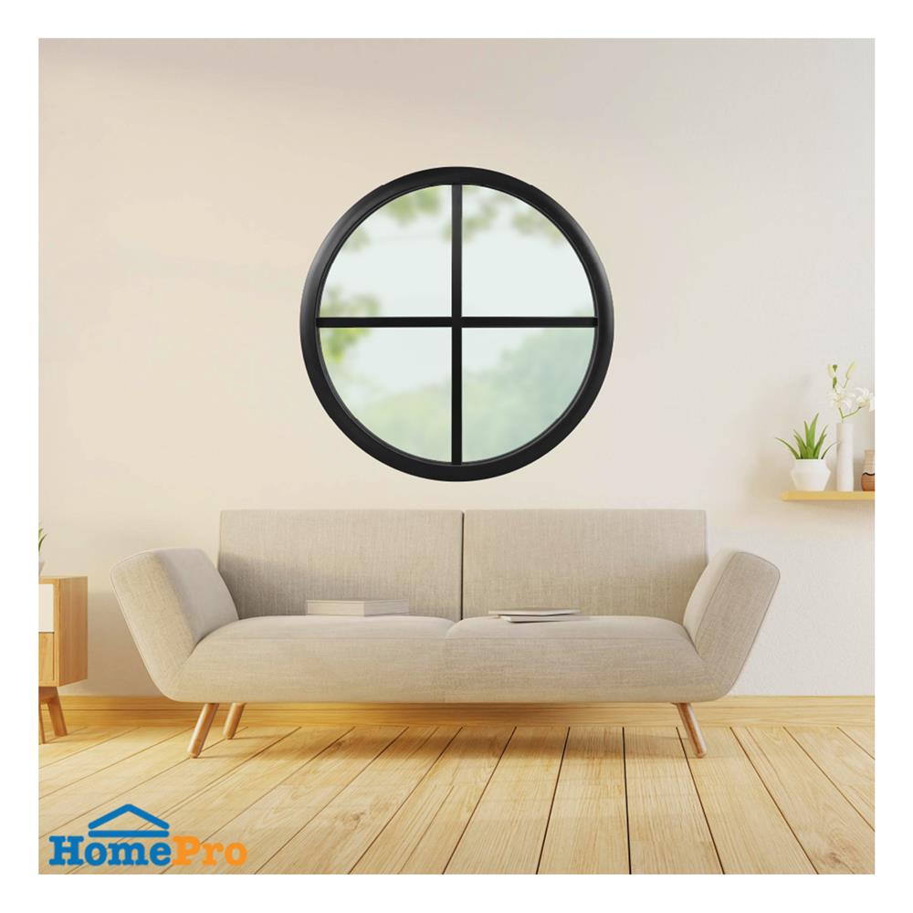 ช่องแสงหน้าต่างอะลูมิเนียม วงกลม KPA 4 ฟัก 100x100 ซม. สีดำ