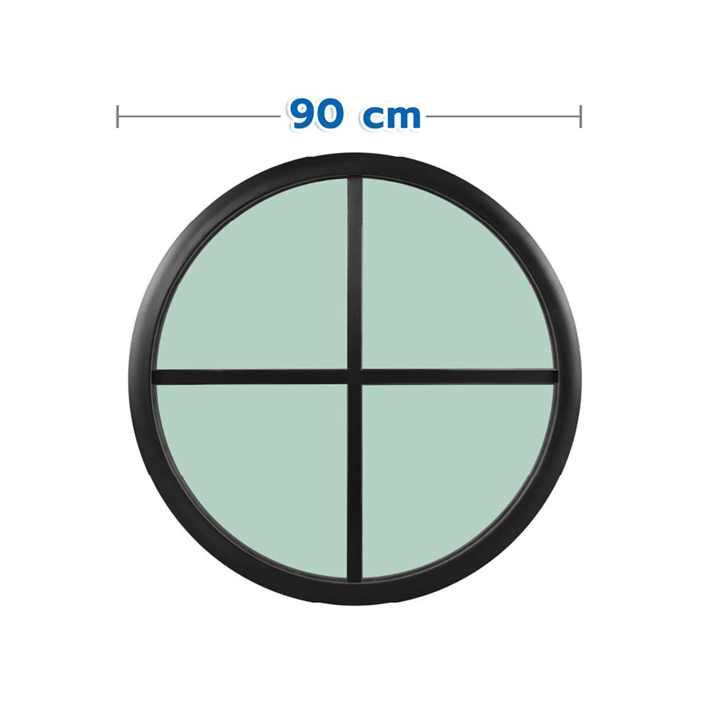 ช่องแสงหน้าต่างอะลูมิเนียม วงกลม KPA 4 ฟัก 90x90 ซม. สีดำ