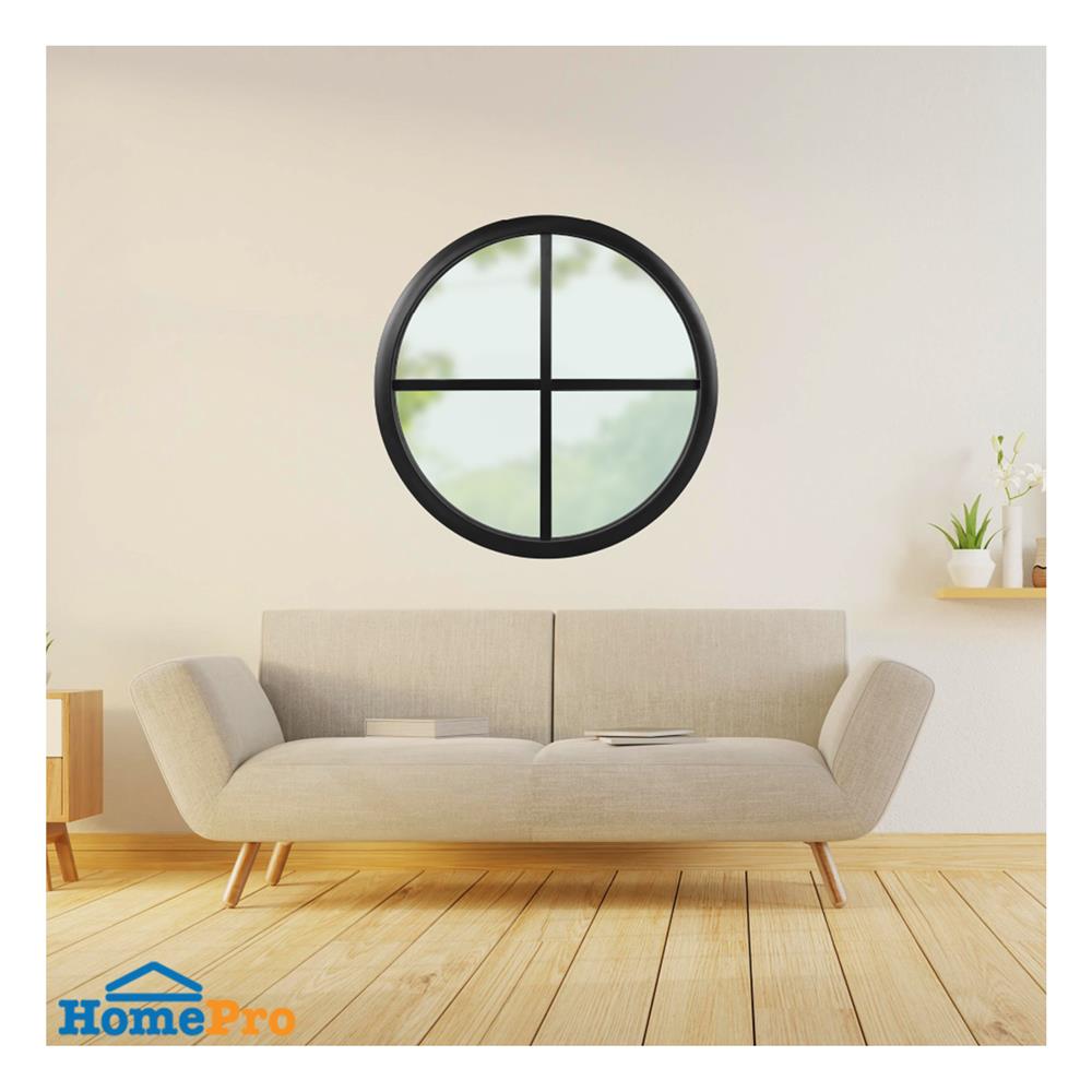 ช่องแสงหน้าต่างอะลูมิเนียม วงกลม KPA 4 ฟัก 90x90 ซม. สีดำ