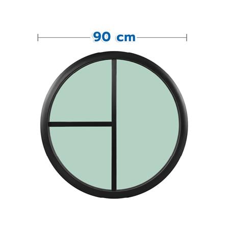 ช่องแสงหน้าต่างอะลูมิเนียม วงกลม KPA 3 ฟัก 90x90 ซม. สีดำ_0