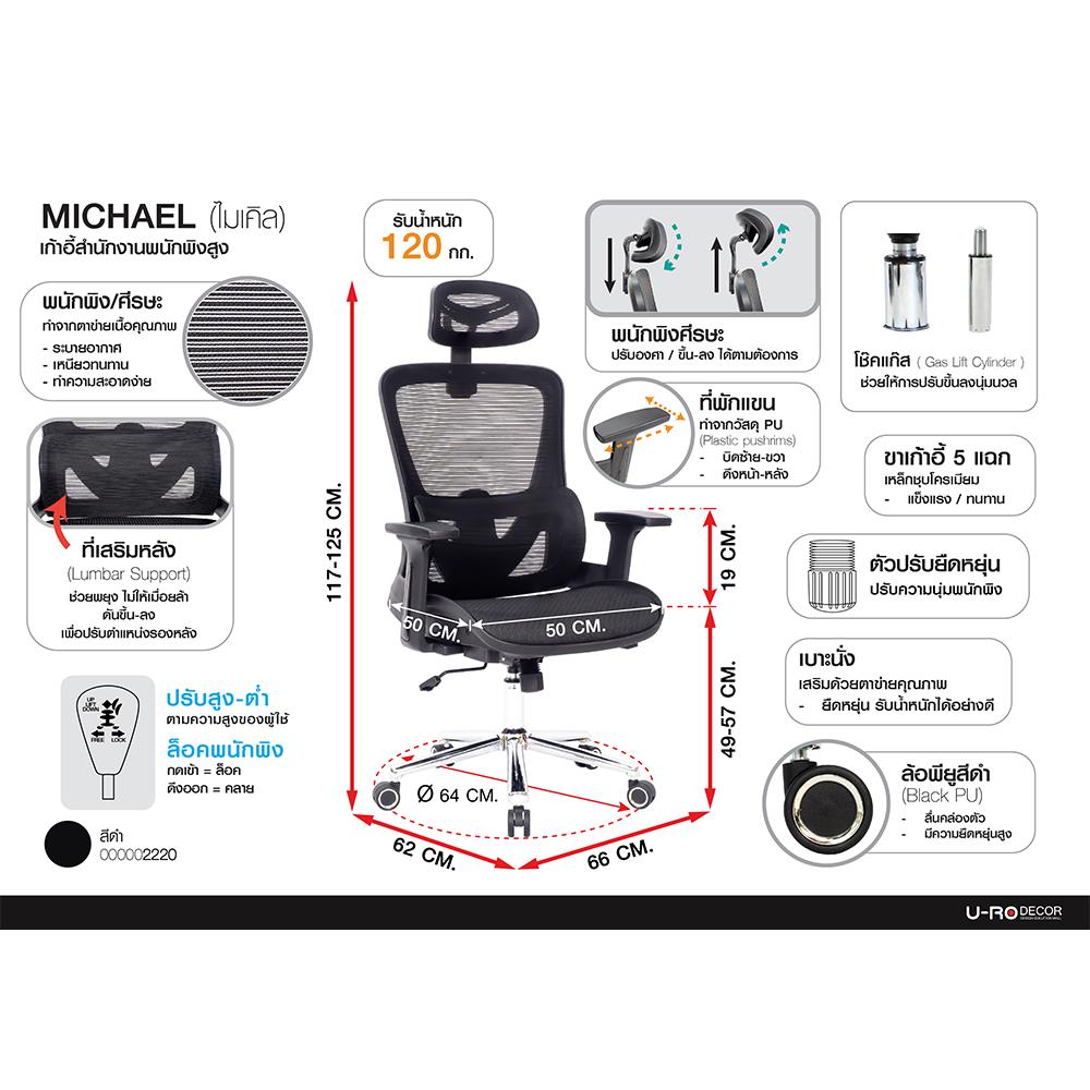 เก้าอี้สำนักงาน U-RODECOR MICHAEL สีดำ