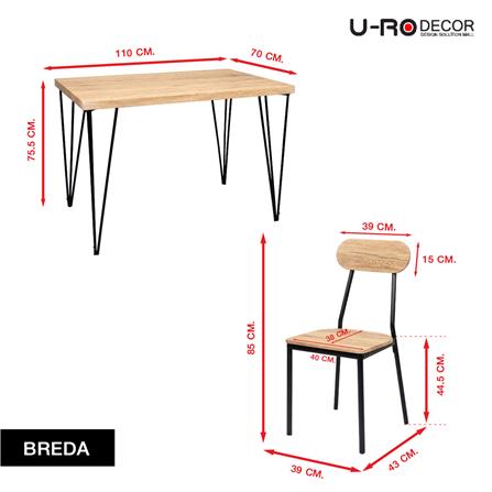 ชุดโต๊ะทานข้าว 4 ที่นั่ง U-RODECOR BREDA 000002168 สีน้ำตาล_18