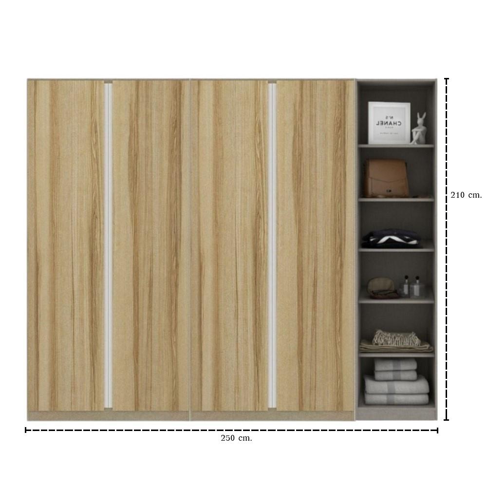 ตู้เสื้อผ้า 4 บานเปิด KONCEPT BLOX 59058157 250 ซม. สีลินเบิร์กโอ๊ค