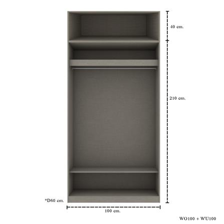 ตู้เสื้อผ้า 2 บานเปิด KONCEPT BLOX 59061614 100 ซม. สีเลกาโต้_4