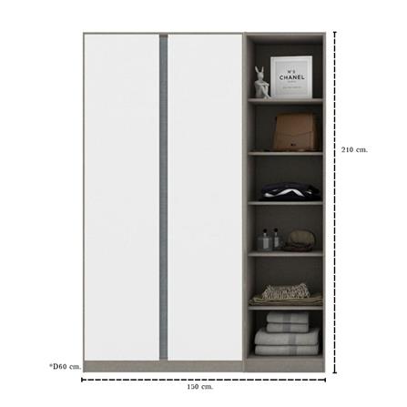 ตู้เสื้อผ้า 2 บานเปิด KONCEPT BLOX 59057905 150 ซม. สีขาว_4