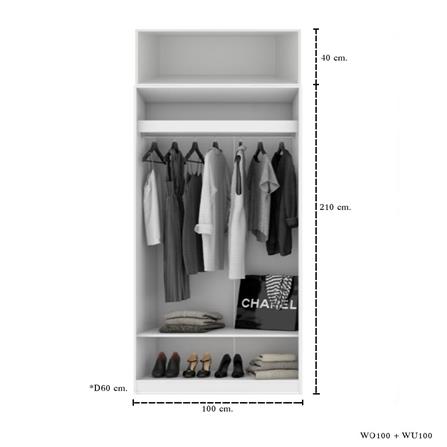 ตู้เสื้อผ้า 2 บานเปิด KONCEPT BLOX 59061617 100 ซม. สีขาว_4