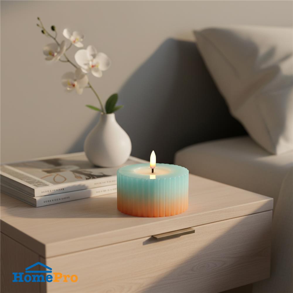 เทียนตกแต่ง LED CLAIRE WAVY 5 ซม. สีฟ้า/ส้ม