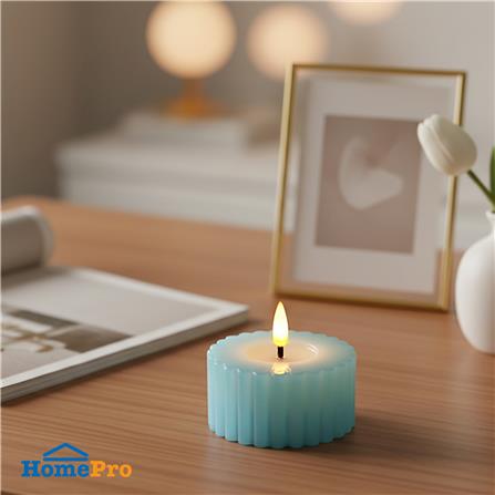 เทียนตกแต่ง LED CLAIRE WAVY 3.5 ซม. สีฟ้า_4