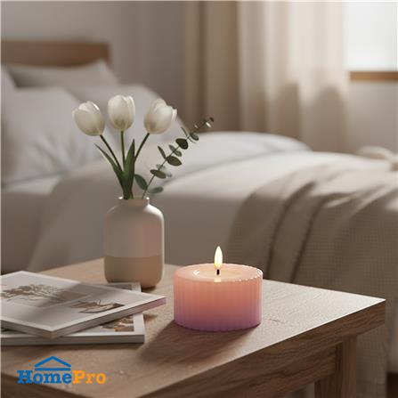 เทียนตกแต่ง LED CLAIRE WAVY 5 ซม. สีชมพู/ม่วง_5