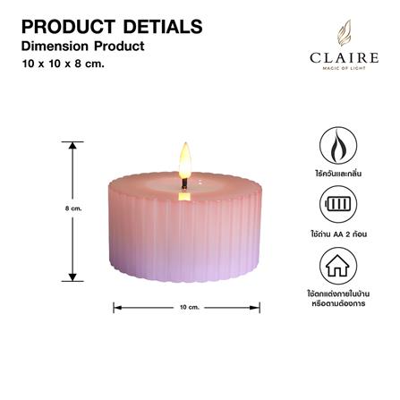 เทียนตกแต่ง LED CLAIRE WAVY 5 ซม. สีชมพู/ม่วง_6