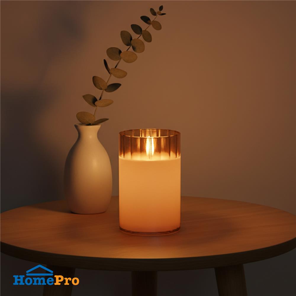 เทียนตกแต่ง LED ขอบสูง CLAIRE 12.5 ซม. สีเหลืองอำพัน