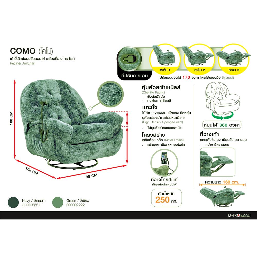 RECLINER U-RODECOR COMO สีเขียว