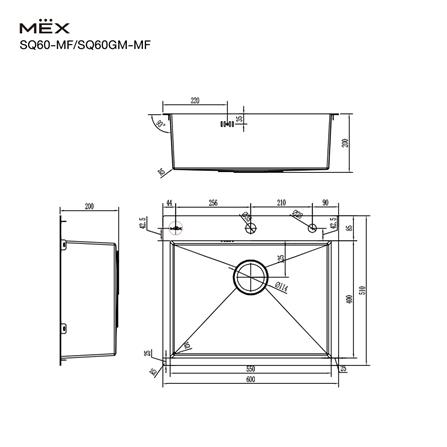 ซิงค์ฝัง 1 หลุม MEX SQ60-MF สีเงิน_5