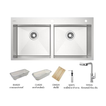 ซิงค์ฝัง 2 หลุม MEX SQ982-MF สีเงิน_0