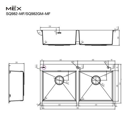 ซิงค์ฝัง 2 หลุม MEX SQ982-MF สีเงิน_5