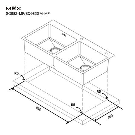 ซิงค์ฝัง 2 หลุม MEX SQ982-MF สีเงิน_4