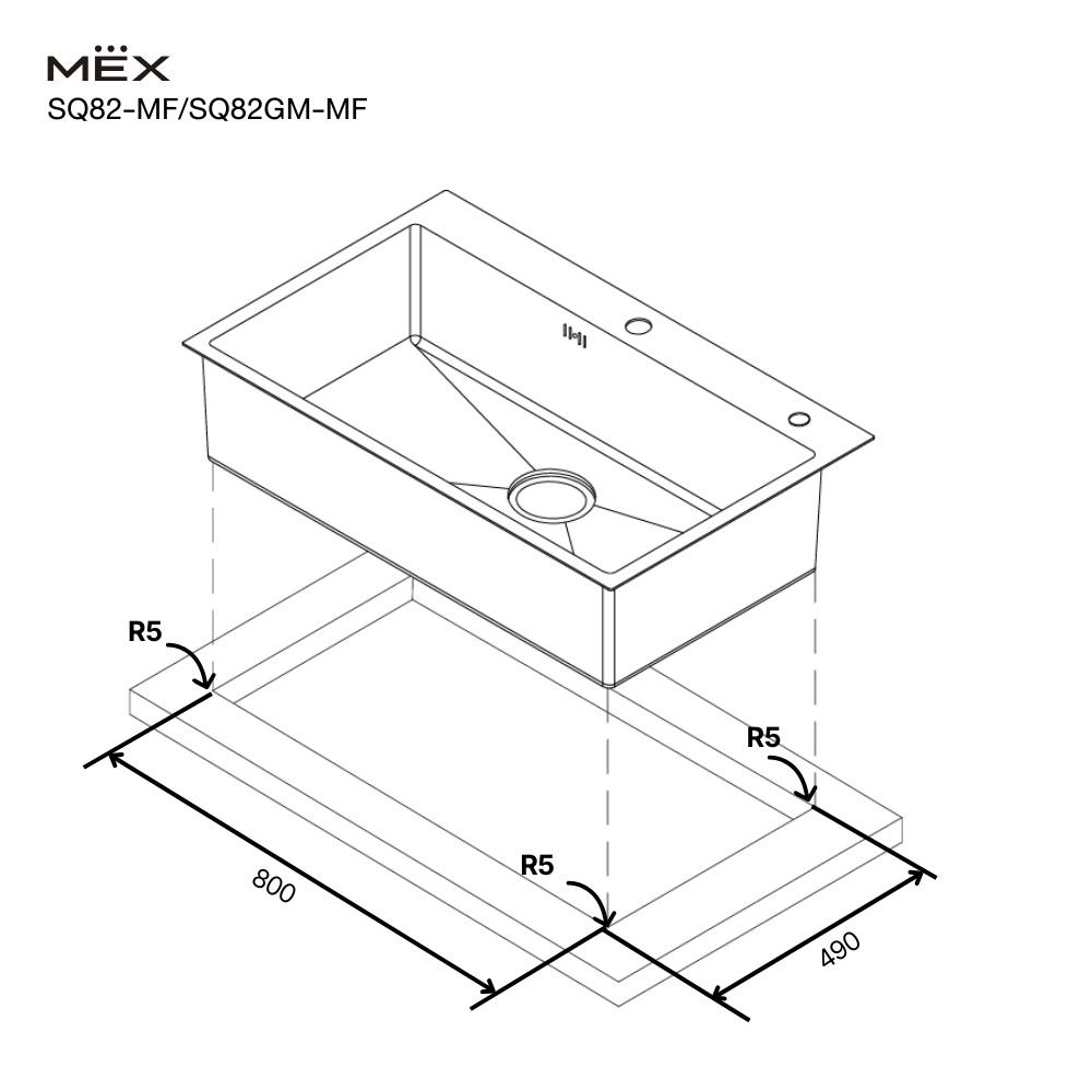 ซิงค์ฝัง 1 หลุม MEX SQ82-MF สีเงิน