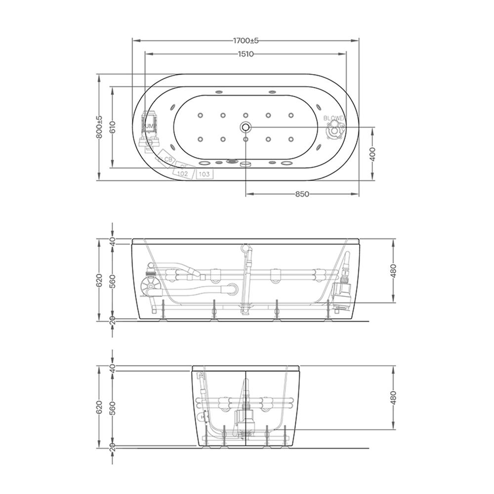 อ่างอาบน้ำ CRISTINA SELECT-H FWA สีขาว