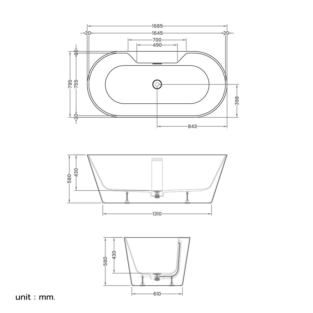 อ่างอาบน้ำ CRISTINA CT-CLICK-S16879FBT
