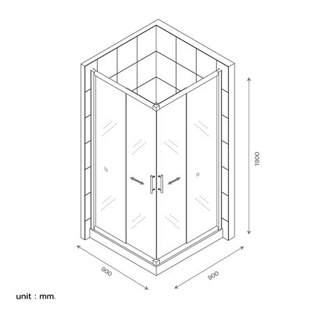 ฉากกั้นอาบน้ำ CRISTINA SQUARE90-Silver 90x90x190 ซม._2