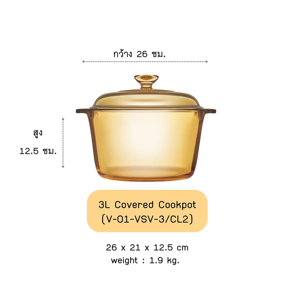 หม้อ 23 ซม. VISIONS VF สีเหลือง/ใส