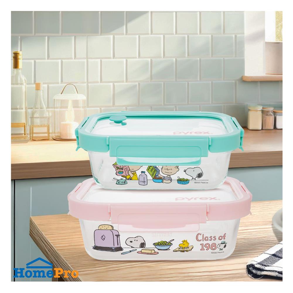 ชุดกล่องอาหารแก้ว PYREX SNOOPY BRUNCH 0.64 ลิตร และ 1.05 ลิตร (แพ็ก 2 ชิ้น)