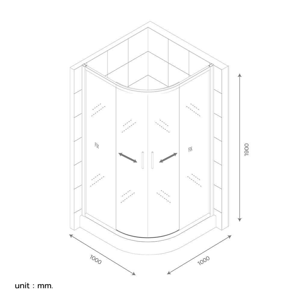 ฉากกั้นอาบน้ำ CRISTINA FAIRY100-Silver 100x100x190 ซม.