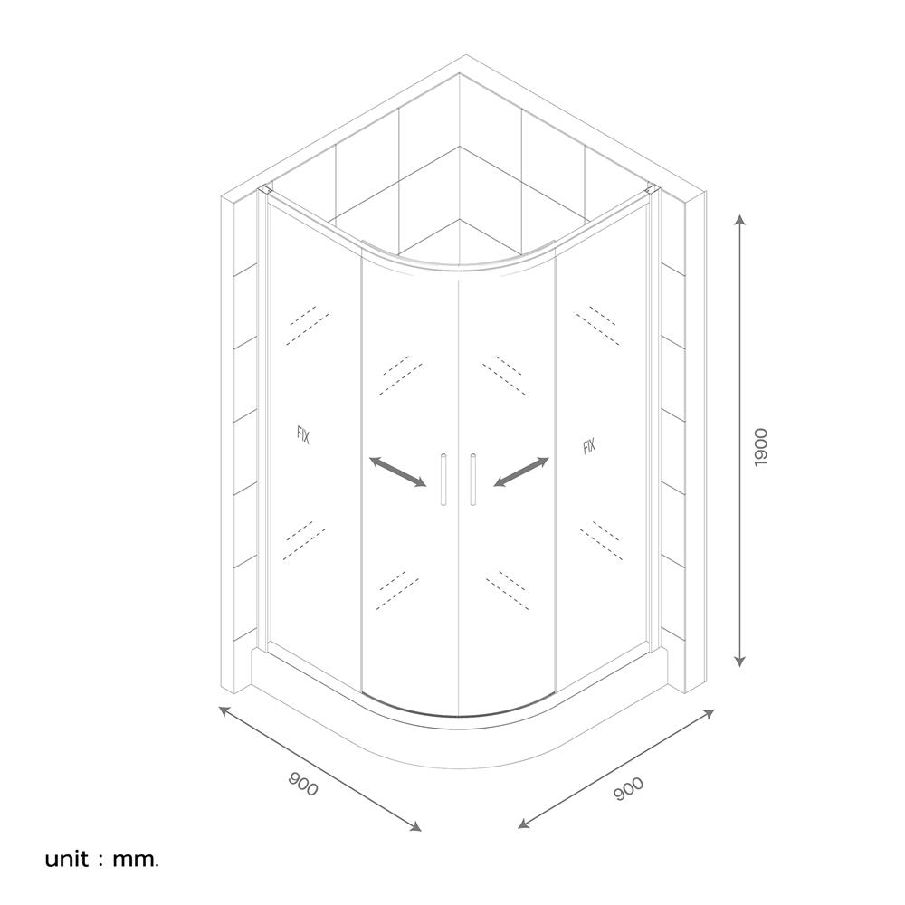 ฉากกั้นอาบน้ำ CRISTINA FAIRY90-Silver 90x90x190 ซม.