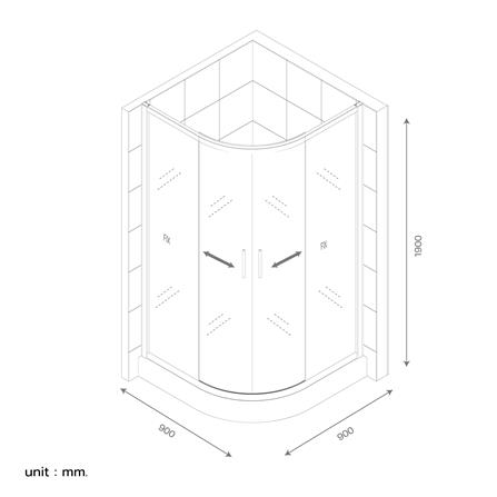 ฉากกั้นอาบน้ำ CRISTINA FAIRY90-Silver 90x90x190 ซม._2