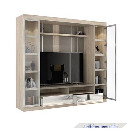 ชุดตู้วางทีวี KONCEPT NADINE 19211542 240 ซม. สีโซลิดโอ๊ค_1