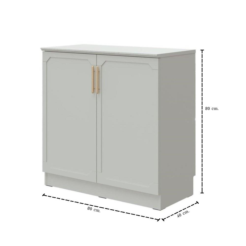 ตู้เตี้ยบานเปิด SB FURNITURE QUINN 19228845 80 ซม. สีเทาอ่อน