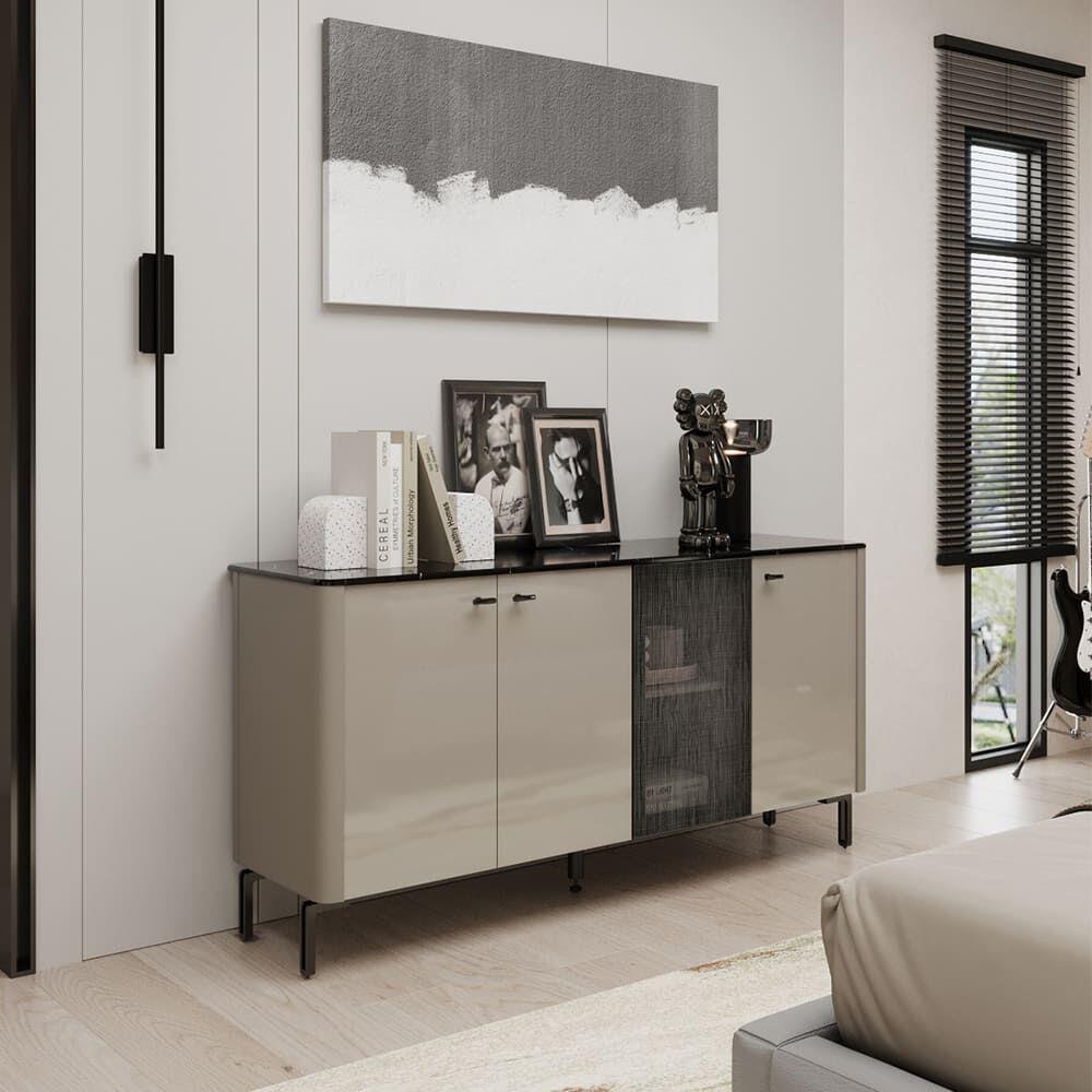 ตู้เตี้ยบานเปิด SB FURNITURE BLESS 19248748 160 ซม. สีอัลมอนด์เบจ