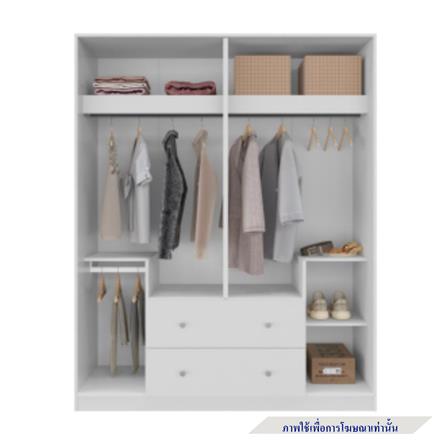 ตู้เสื้อผ้า 4 บานเปิด KONCEPT MONA 19236690 160 ซม. สีขาว_1