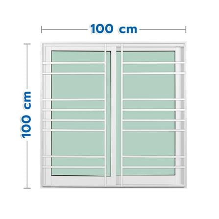 หน้าต่างบานเลื่อนอะลูมิเนียม พร้อมมุ้งลวดและเหล็กดัด S-S KPA โมเดิร์น 100x100 ซม. สีขาว