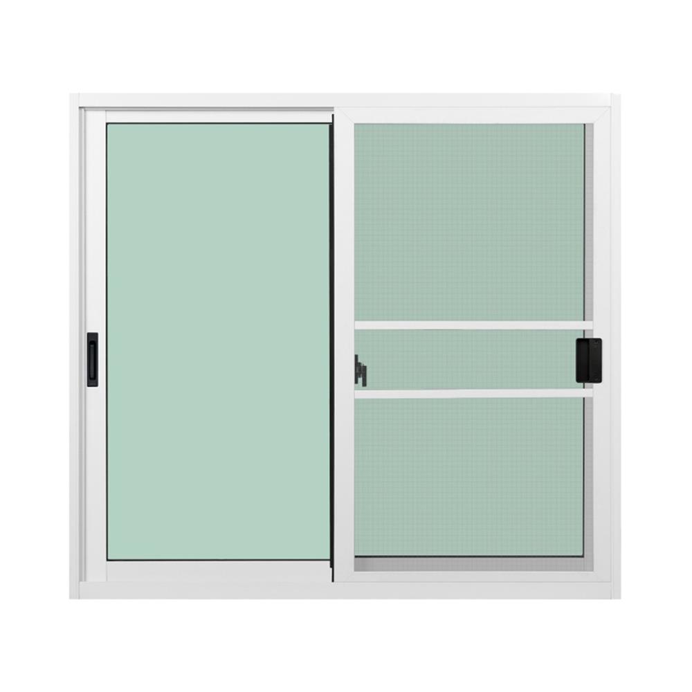 หน้าต่างบานเลื่อนอะลูมิเนียม พร้อมมุ้งลวดและเหล็กดัด S-S KPA พวงองุ่น 120x110 ซม. สีขาว