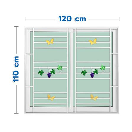 หน้าต่างบานเลื่อนอะลูมิเนียม พร้อมมุ้งลวดและเหล็กดัด S-S KPA พวงองุ่น 120x110 ซม. สีขาว_0
