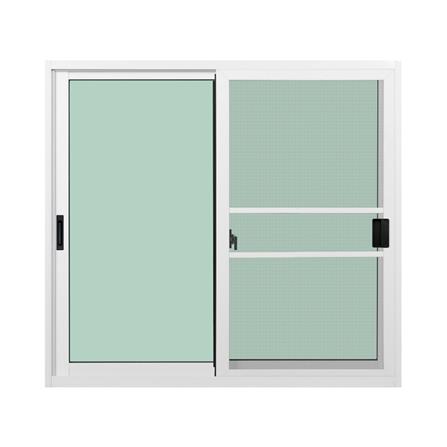 หน้าต่างบานเลื่อนอะลูมิเนียม พร้อมมุ้งลวดและเหล็กดัด S-S KPA พวงองุ่น 120x110 ซม. สีขาว_1