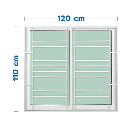 หน้าต่างบานเลื่อนอะลูมิเนียม พร้อมมุ้งลวดและเหล็กดัด S-S KPA โมเดิร์น 120x110 ซม. สีขาว_0
