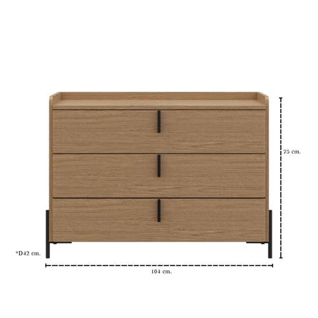 ตู้ลิ้นชัก 3 ชั้น SB FURNITURE WANATA 19239514 104x75 ซม. สีโอ๊ค_4