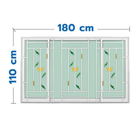 หน้าต่างบานเลื่อน อะลูมิเนียม S-F-S KPA ผีเสื้อ 180x110 ซม. สีขาว