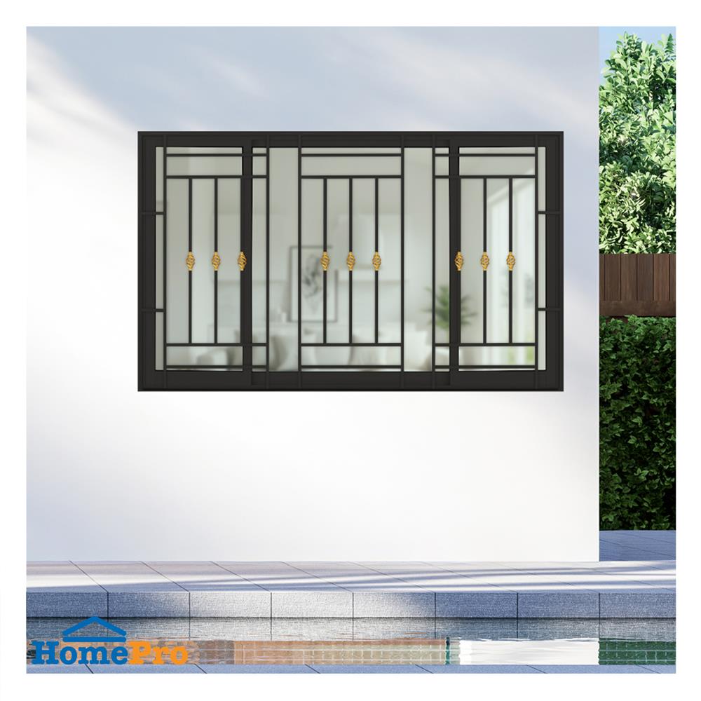 หน้าต่างบานเลื่อน อะลูมิเนียม S-F-S KPA โมเดิร์นหลุยส์ 180x110 ซม. สีดำ