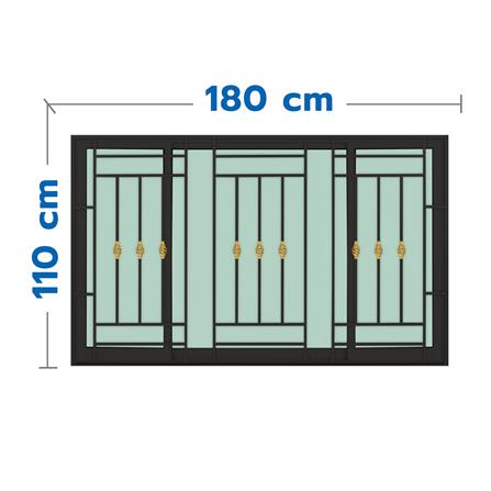 หน้าต่างบานเลื่อน อะลูมิเนียม S-F-S KPA โมเดิร์นหลุยส์ 180x110 ซม. สีดำ_0
