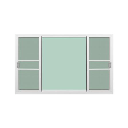 หน้าต่างบานเลื่อนอะลูมิเนียม พร้อมมุ้งลวดและเหล็กดัด S-F-S KPA ดอกไม้แดง 180x110 ซม. สีขาว_1