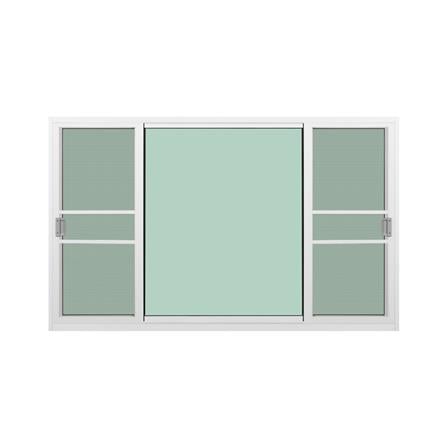 หน้าต่างบานเลื่อนอะลูมิเนียม พร้อมมุ้งลวดและเหล็กดัด S-F-S KPA โมเดิร์น 180x110 ซม. สีขาว_1