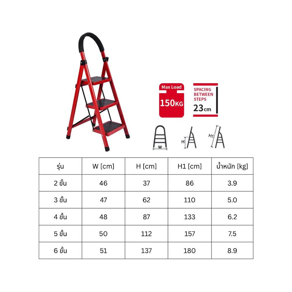 บันได STEP 2 ขั้น BARCO LSHL-002-R สีดำ-แดง