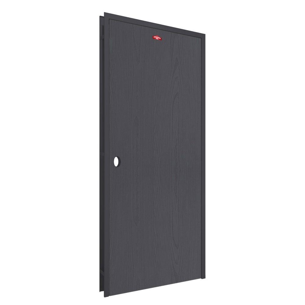 ชุดประตูเหล็ก เจาะลูกบิด PROFESSIONAL DOOR FR1RBK+WD1BK 86.4x203.5 ซม. สีเทาเม็ดทราย (เปิดด้านขวา ออกด้านนอก)