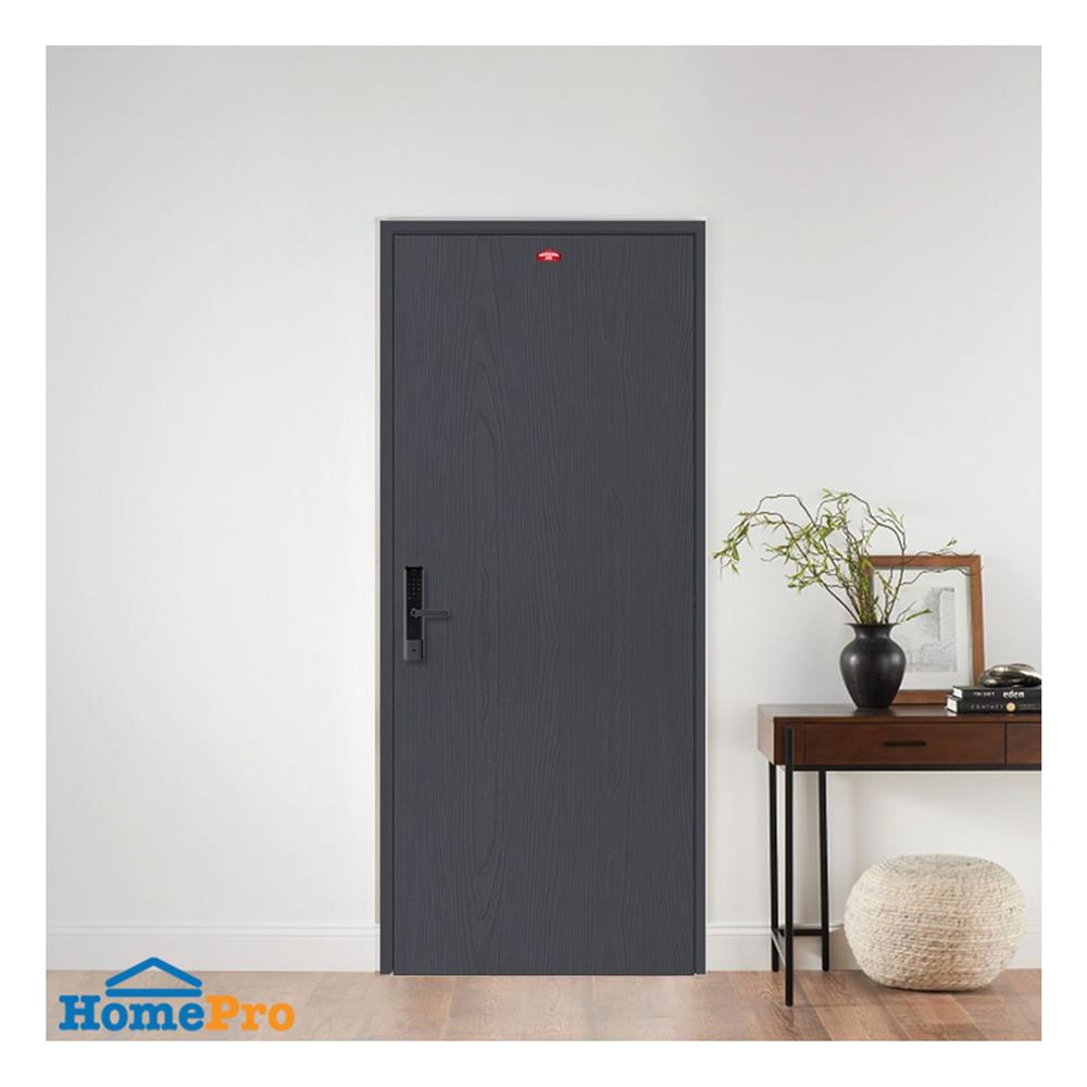 ชุดประตูเหล็ก เจาะลูกบิด PROFESSIONAL DOOR FR1RBK+WD1BK 86.4x203.5 ซม. สีเทาเม็ดทราย (เปิดด้านขวา ออกด้านนอก)