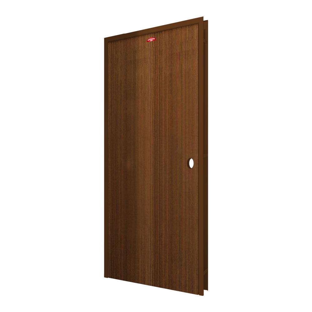 ชุดประตูภายในเหล็ก เจาะลูกบิด PROFESSIONAL DOOR FR1LBW+D138 86.4x203.5 ซม. สีน้ำตาล (เปิดด้านซ้าย ออกด้านนอก)