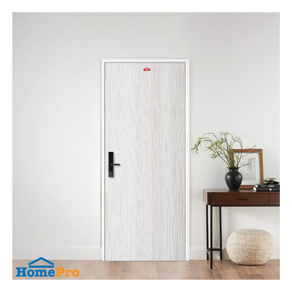 ชุดประตูเหล็ก เจาะลูกบิด PROFESSIONAL DOOR FR1RW+WD1W 86.4x203.5 ซม. สีขาวเม็ดทราย (เปิดด้านขวา ออกด้านนอก)
